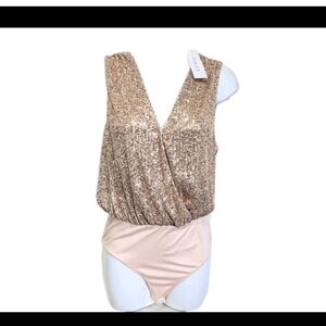 NWT Gilli Sequin Bodysuit Top Blouse S Sleeveless #8800